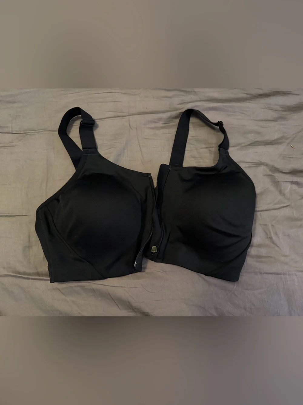Black front zip high impact Sports Bra